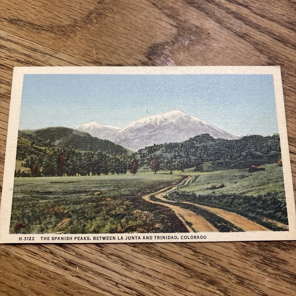 Spanish Peaks Bet La Junta and Trinidad Colorado Postcard Unposted